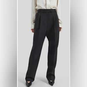 The Frankie Shop Black Pleated Tailored Trousers